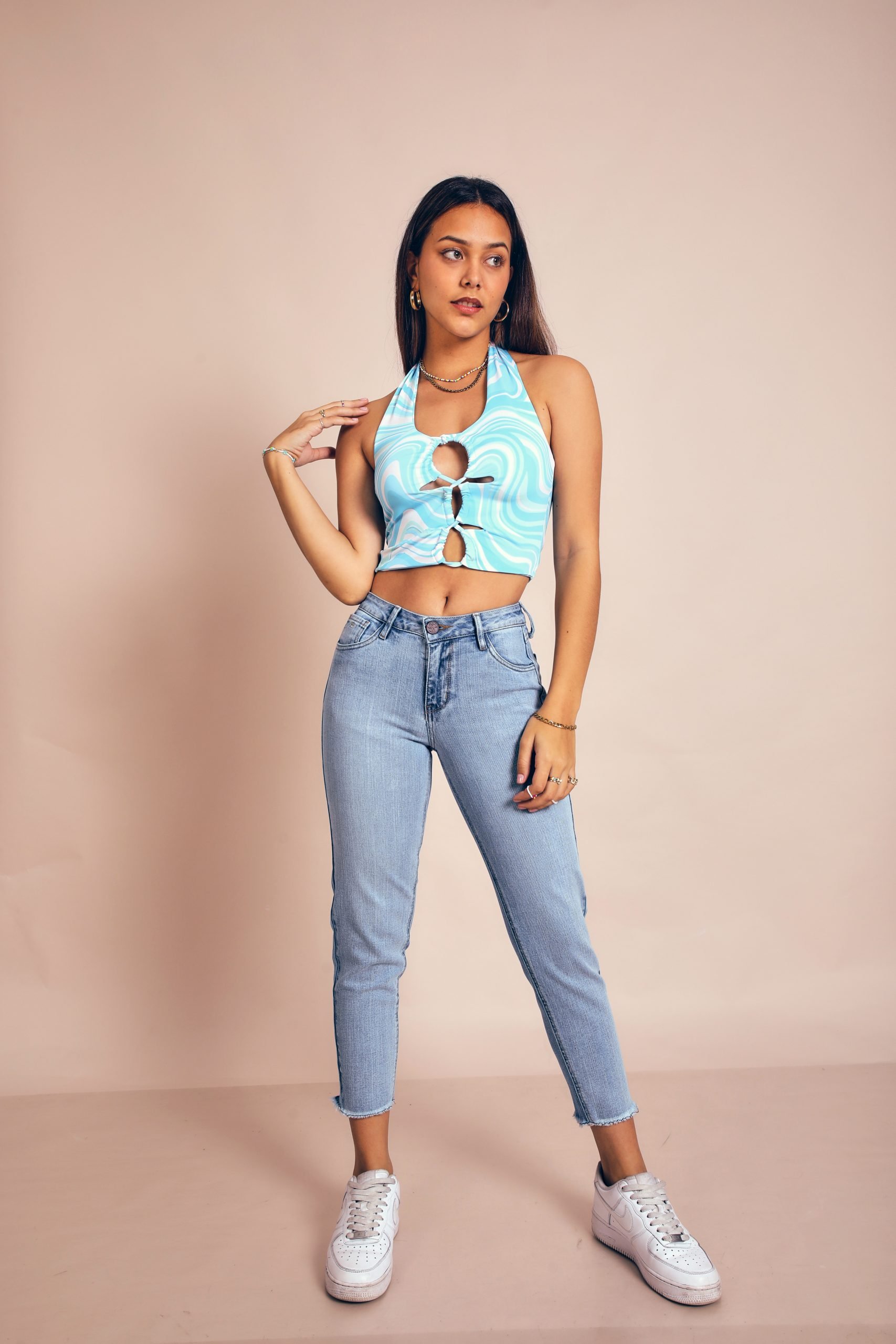 SLIM FIT SEMI CINTURA LUANA CELESTE LIGHT