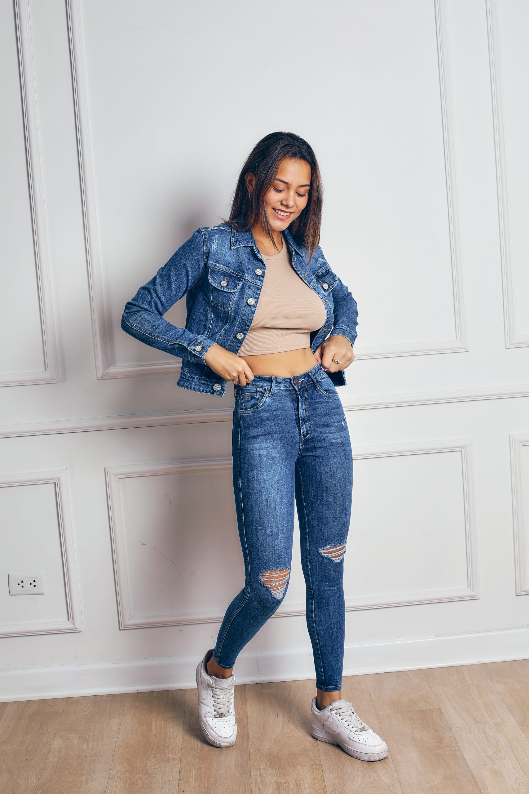 CASACA DENIM MILENA AZUL